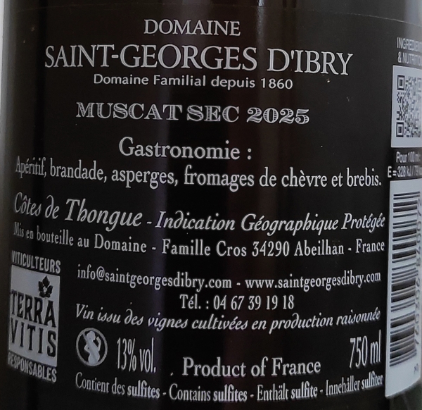 Domaine Saint-Georges d'Ibry Muscat sec 2025 IGP Cotes de Thongue, Weißwein trocken 0,75l